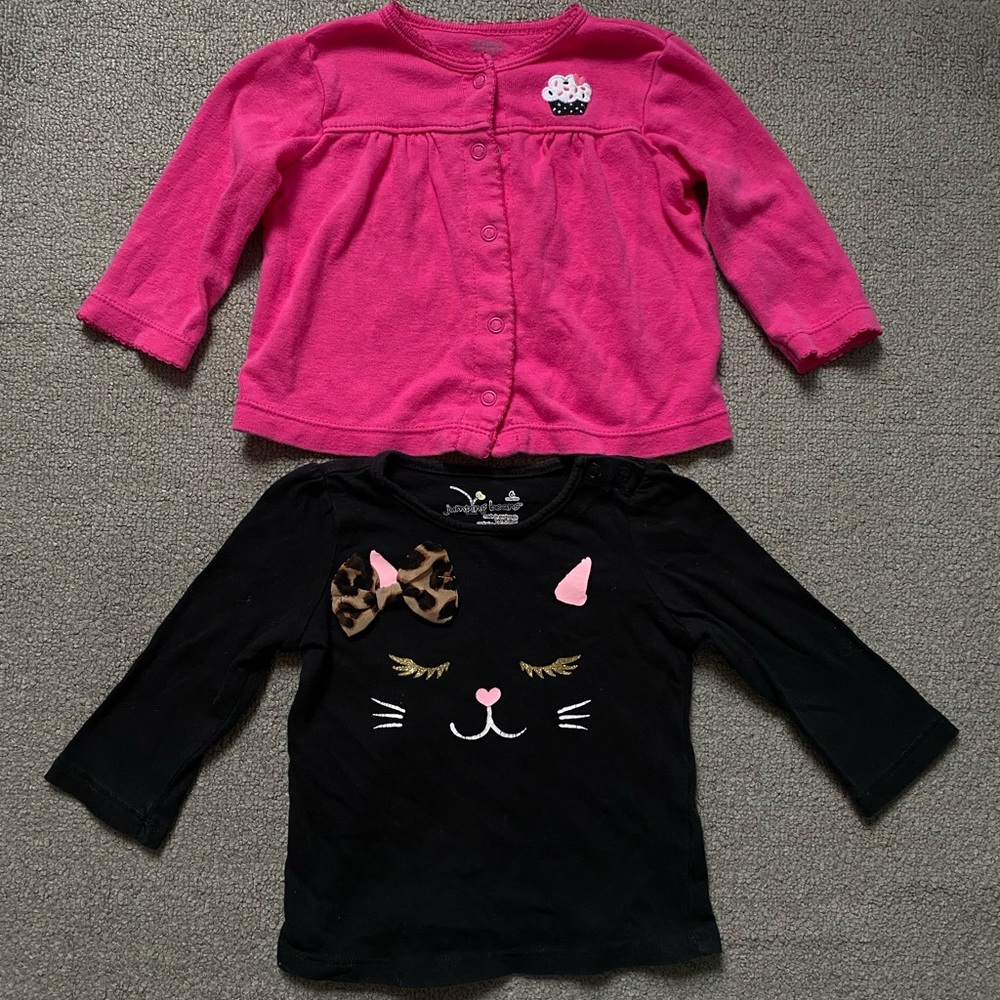 🍂🌻Baby girl long sleeve shirt and cardigan bundle size 6 months